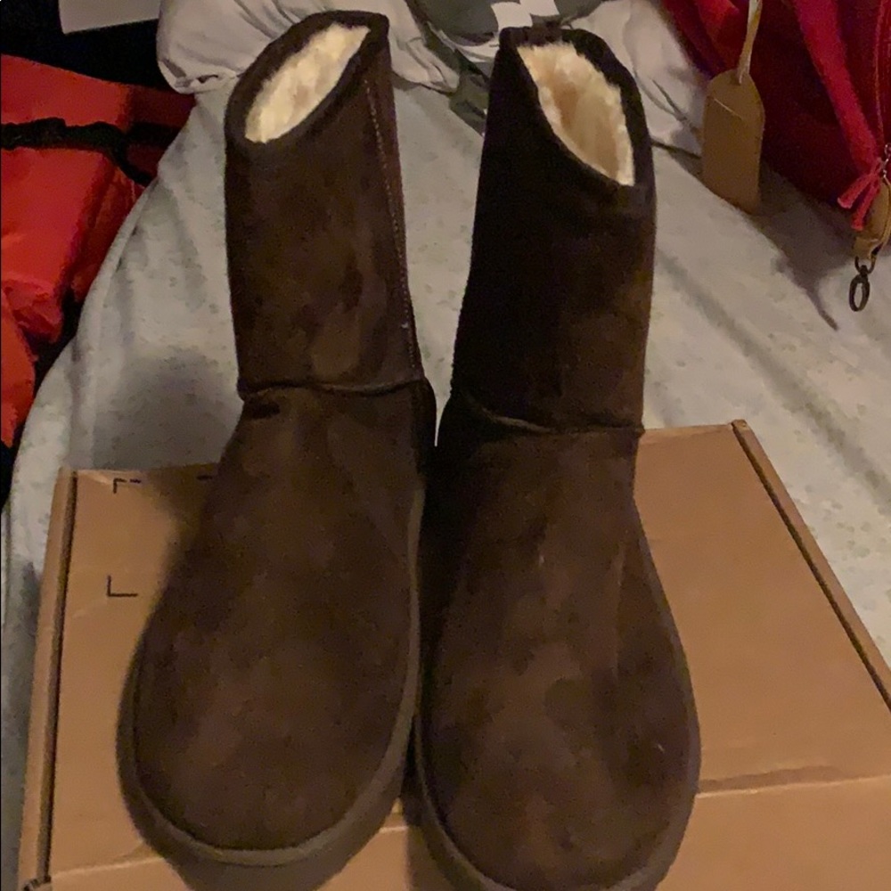 Brown fur boots